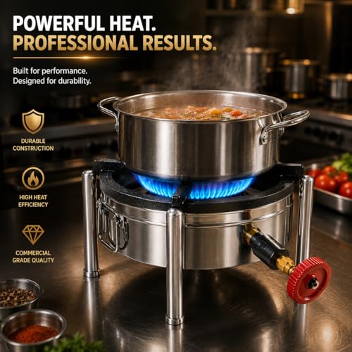 Image of 12x12 Inch Catering Burner Heavy Duty Commercial LPG Gas Stove Stainless Steel Cooktop for Hotel Restaurant Catering Kitchen
