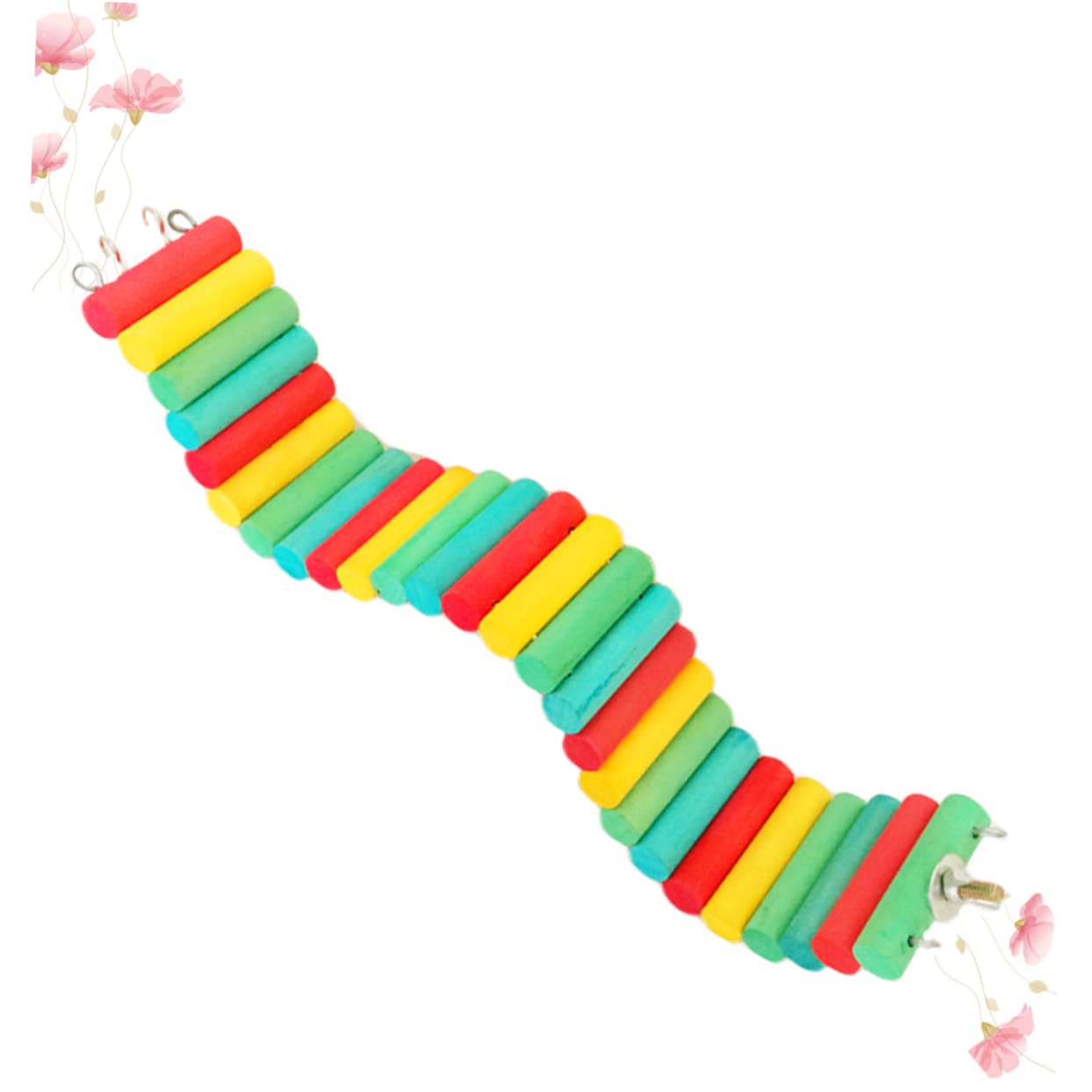BESPORTBLE 7.5x30cm Pet Wooden Ladder Parrot Hamster Climbing Toy Natural Wood Exercise Toy Rainbow Plank Road Soft Ladder