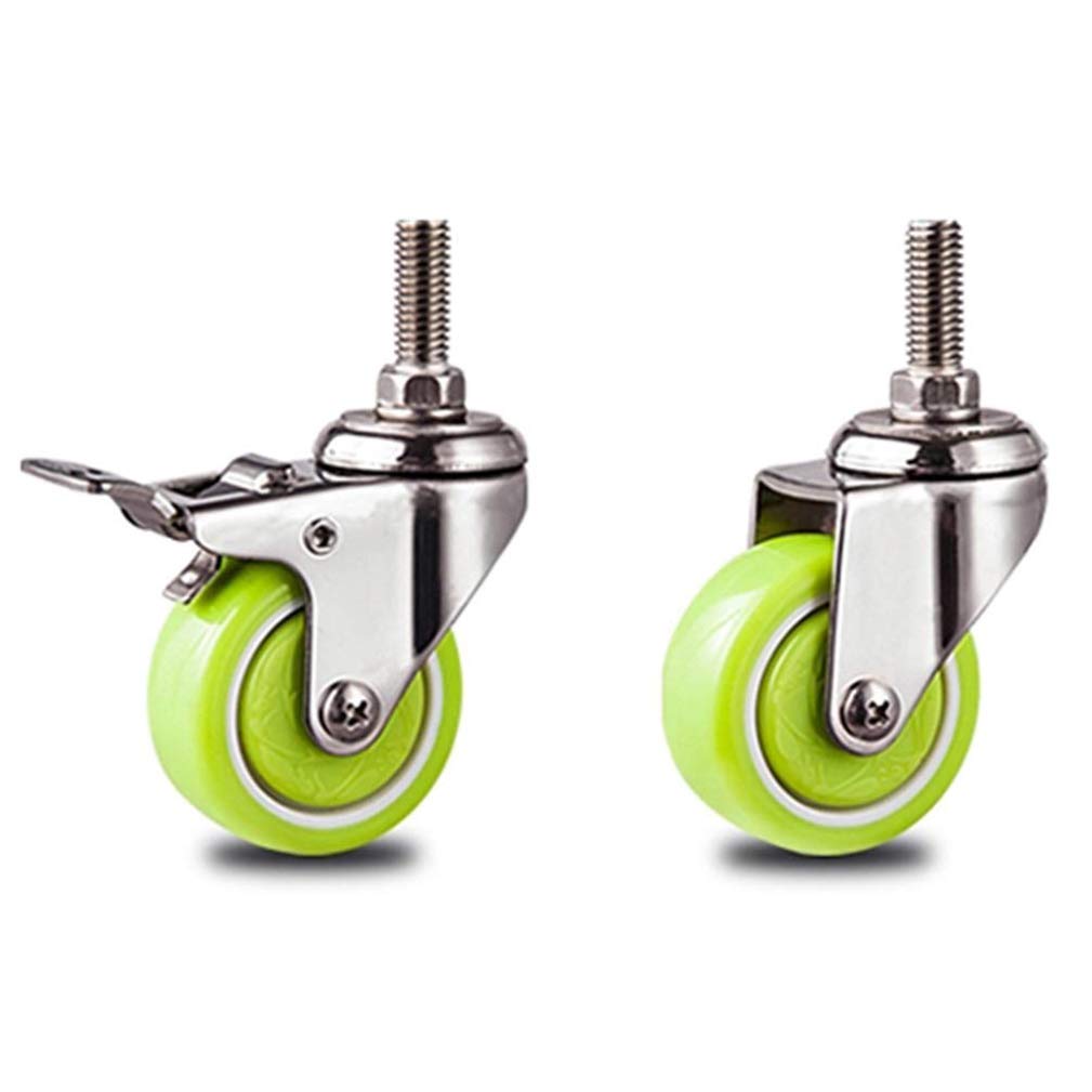 Ruote girevoli, Ruote per mobili, bulloni M12, Ruote per Trasporto con Freni, capacità di carico 150 kg, per carrelli, Fai da Te, carrelli della Spesa, Verde, (Confezione da 4)