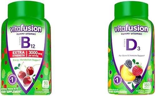 Vitafusion Vitaminas extra fuertes de vitamina B12 en gomitas para apoyo al metabolismo energético y apoyo a la salud del sistema nervioso y
