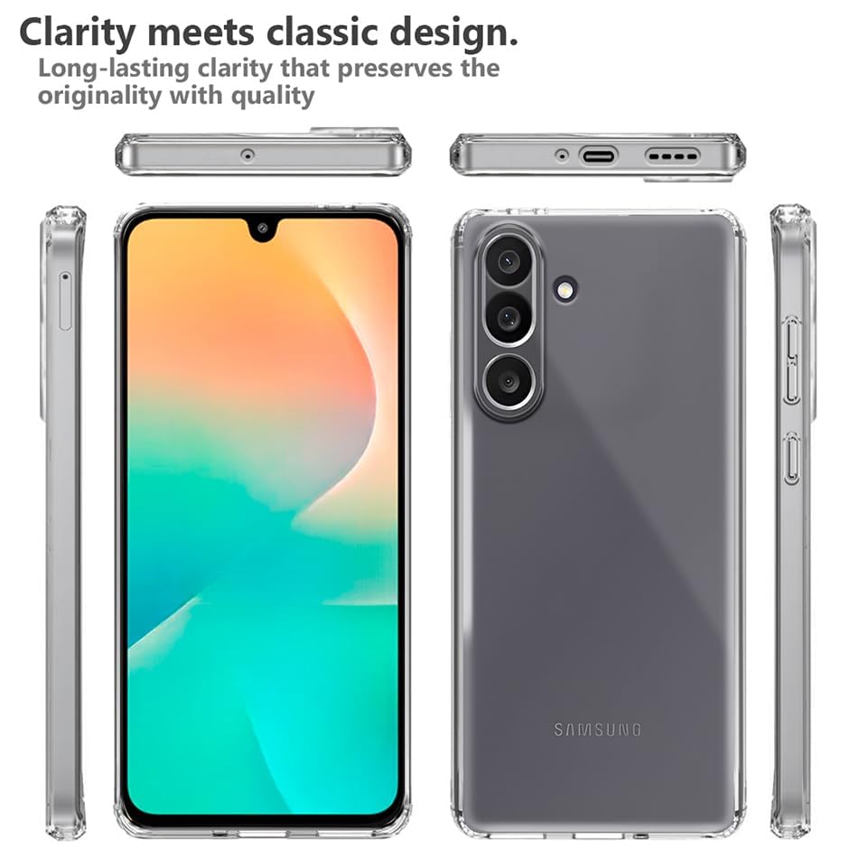 Image of JGD PRODUCTS for Samsung Galaxy F56 5G Premium Transparent Hybrid Soft Slim Dust Proof Back Case Cover with Camera Protection