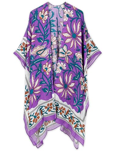 Image of Spicy Sandia Kimonos for Women Floral Beach Cover Up Loose Swimsuit Bathing Suit Coverup Cardigan for Summer Swimwear