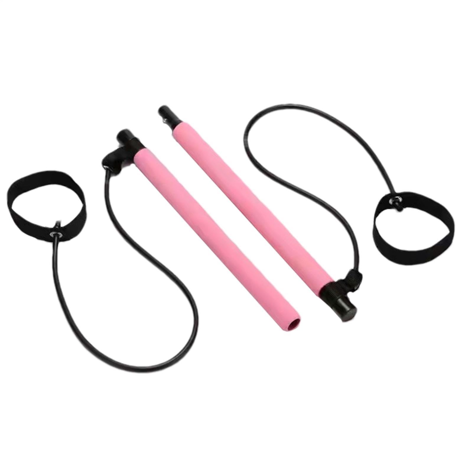 Stretched Fusion Pilates Bar - Lightweight Elastic Body Sculpting Rod, Portable Core Toning Resistance Barbell, Multi-Way Tension Band Hooks + Comfort Grip Foam Sheathing, High-Elastic Shatterproof St