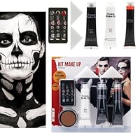 Halloween Makeup Set, Black + White Face & Body Paint, Scar Wax SFX Makeup Kit Washable Fake Blood, Halloween Face Body Paint Oil Sfx Makeup Set, for Halloween Cosplay, Fancy Dress Festivals