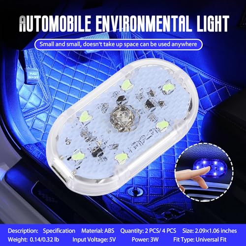 Lámparas LED interiores inalámbricas para auto 4 unidades miniatura 3