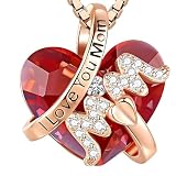 Unified Jewellery Collar con colgante de corazón para mamá, cristal chapado en oro rosa y circonita cúbica, regalo sentimental para el día de la madre, cumpleaños, Navidad, mujeres B90