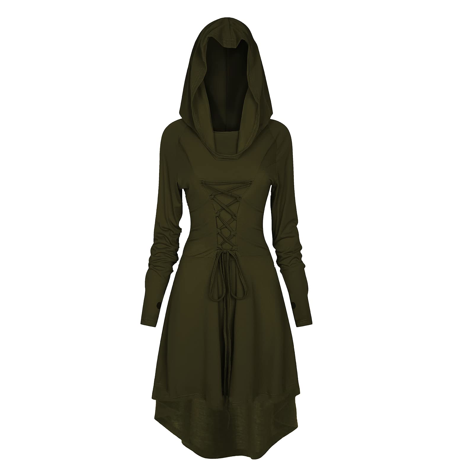 TSIRNK Vestido gótico para mujer, ropa medieval para mujer, disfraz de Halloween, renacentista, con capucha, vestido para Halloween y carnaval