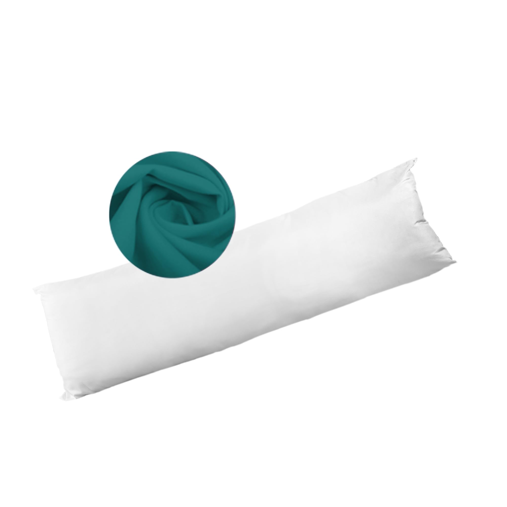 Bolster Pillow Hollowfibre Filled with Free Decorative Pillow Case - Non-Allergenic Long Pillow, Hypoallergenic Case, Perfect for Maternity, Pregnancy and Body Support (Teal, Super king 6Ft)