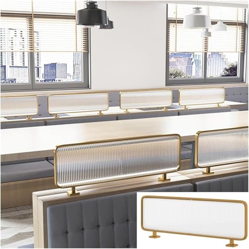Panel de división de vidrio a rayas para escritorio y comedor, 30 x 140 cm, divisor dorado para separación de oficinas, restaurantes y comedores