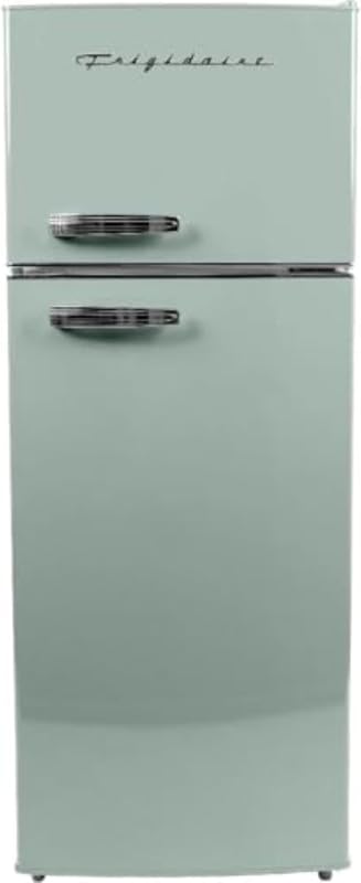 Frigidaire EFR753 Refrigerador retro tamaño apartamento con congelador superior - Refrigerador de 2 puertas con 7.5 pies cúbicos de capacidad de almacenamiento, estantes ajustables a prueba de derrames, puerta y compartimientos para verduras, menta