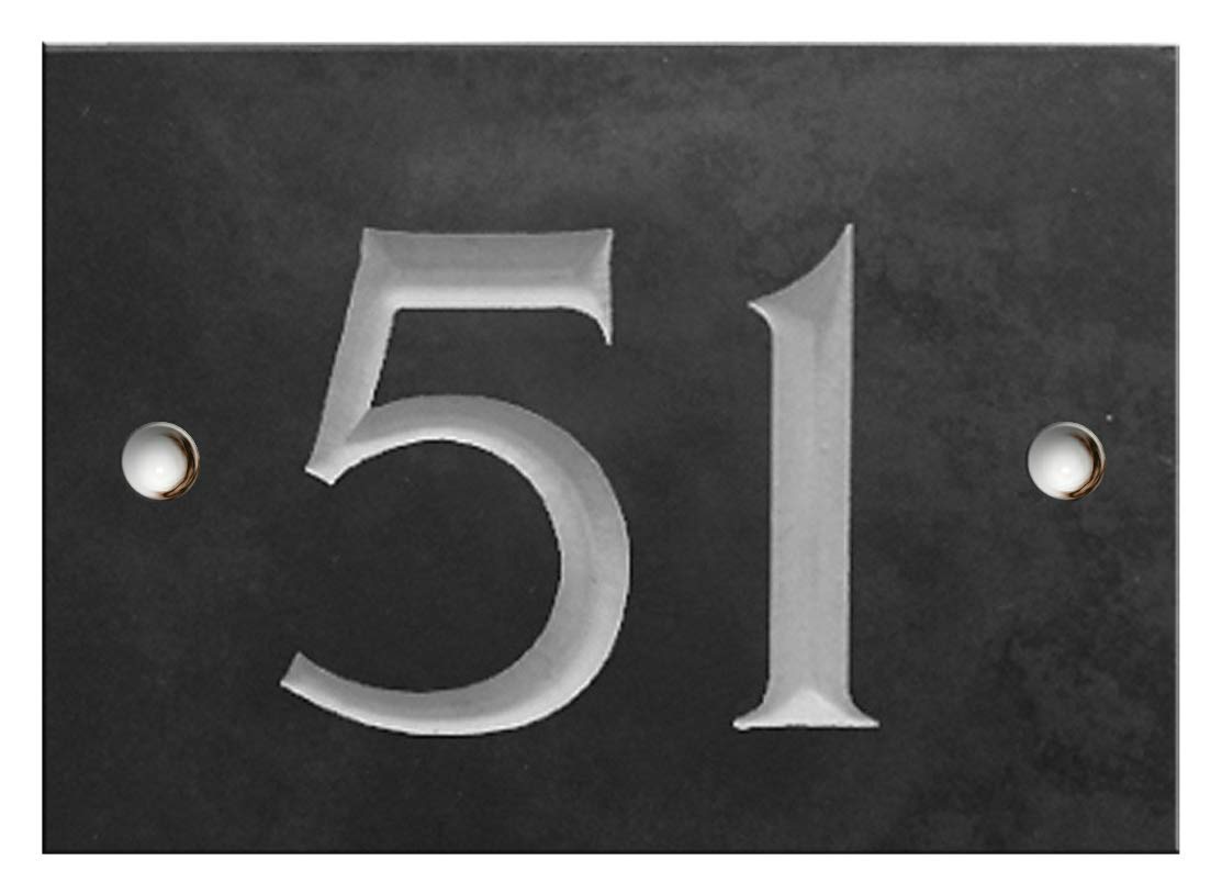 Engraved Slate House Number Sign - 1 to 99 (Select Your Number here) - Number 51 (Same Day Dispatch by 1st Class Post!!!)