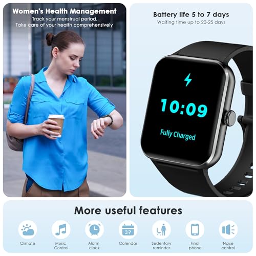 Baolubao Smart Watch for Men Women Answer/Make Call, 1.85" Fitness Watch with SpO2 Heart Rate,Sleep Monitor,Step Counter,130+ Sports Modes/IP68 Waterproof Activity Trackers for iPhone Android,Black - Image 6
