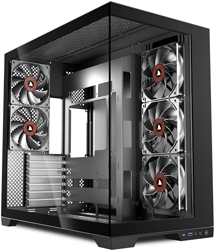 KEDIERS PC Gehäuse - vorinstallierte 5-Lüfter, ATX Mid Tower Gaming Gehäuse, Computergehäuse mit öffnendem Seitenteil aus gehärtetem Glas Schwarz G500