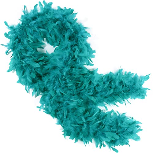 THARAHT Teal Chandelle Turkey Feather Boa 2 Yards 40g for DIY Craft Home Dancing Wedding Party Halloween Costume Decoration Feather Boa