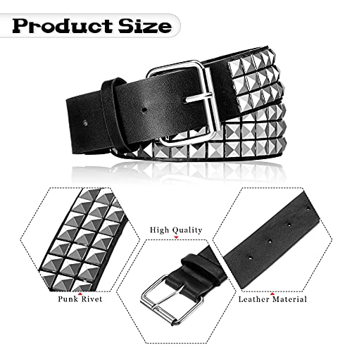 Geyoga Studded Belt Metal Punk Rock Rivet Belt Punk Leather Belt Threads Studded Goth Belt With Pyramid Studs For Women Men() #TOP6