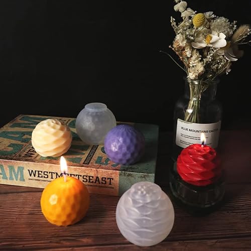 Cestony 2Pcs Spherical Candle Silicone Molds For Making Candle Resin Pillar Aromatherapy Candles Wax Soap Flower Specimen Clay Craft #TOP3