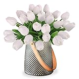 30pcs real touch tulips pu artificial flowers, fake tulips flowers for arrangement wedding party