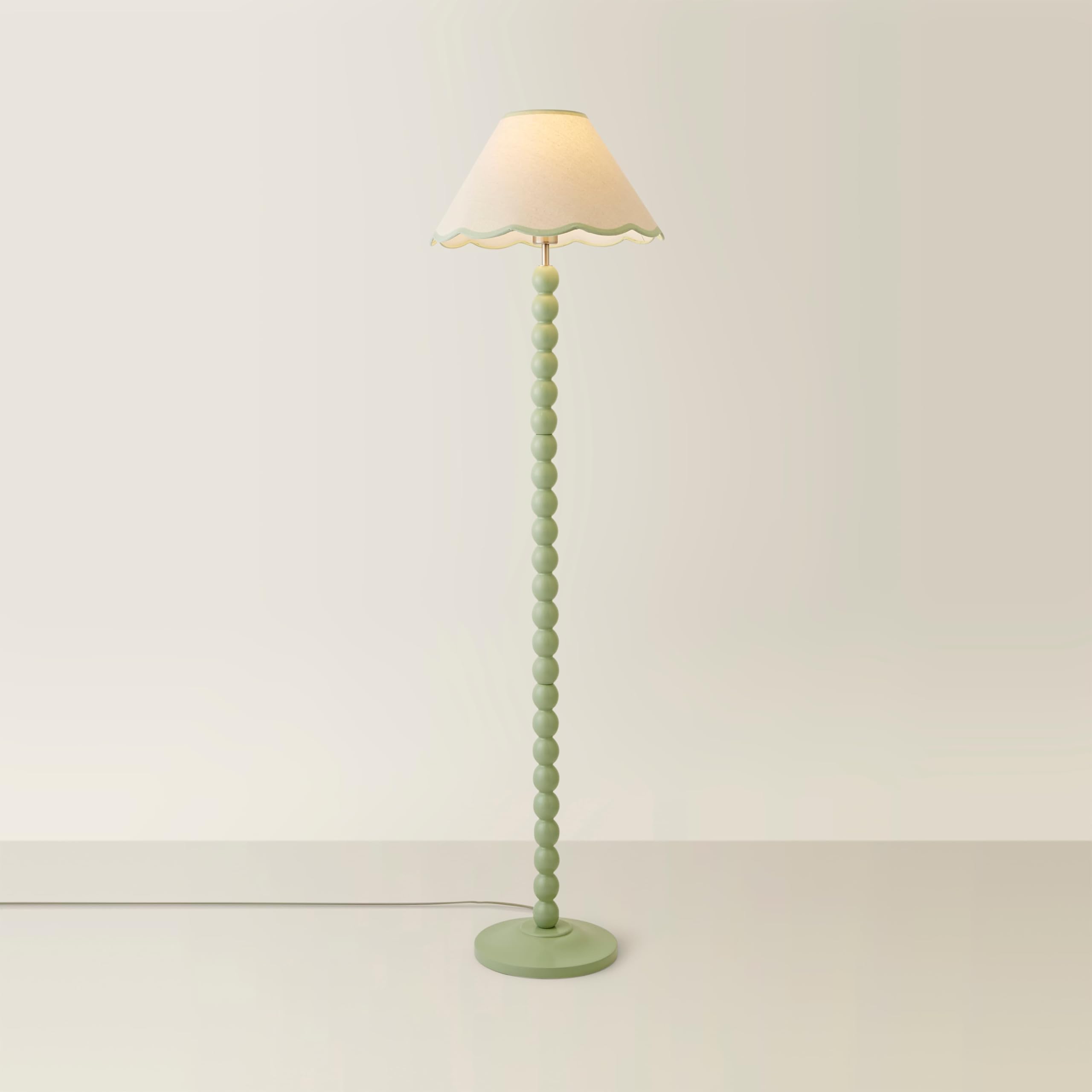 Valuelights Bobbles Painted Floor Lamp With Trim Scallop Shade