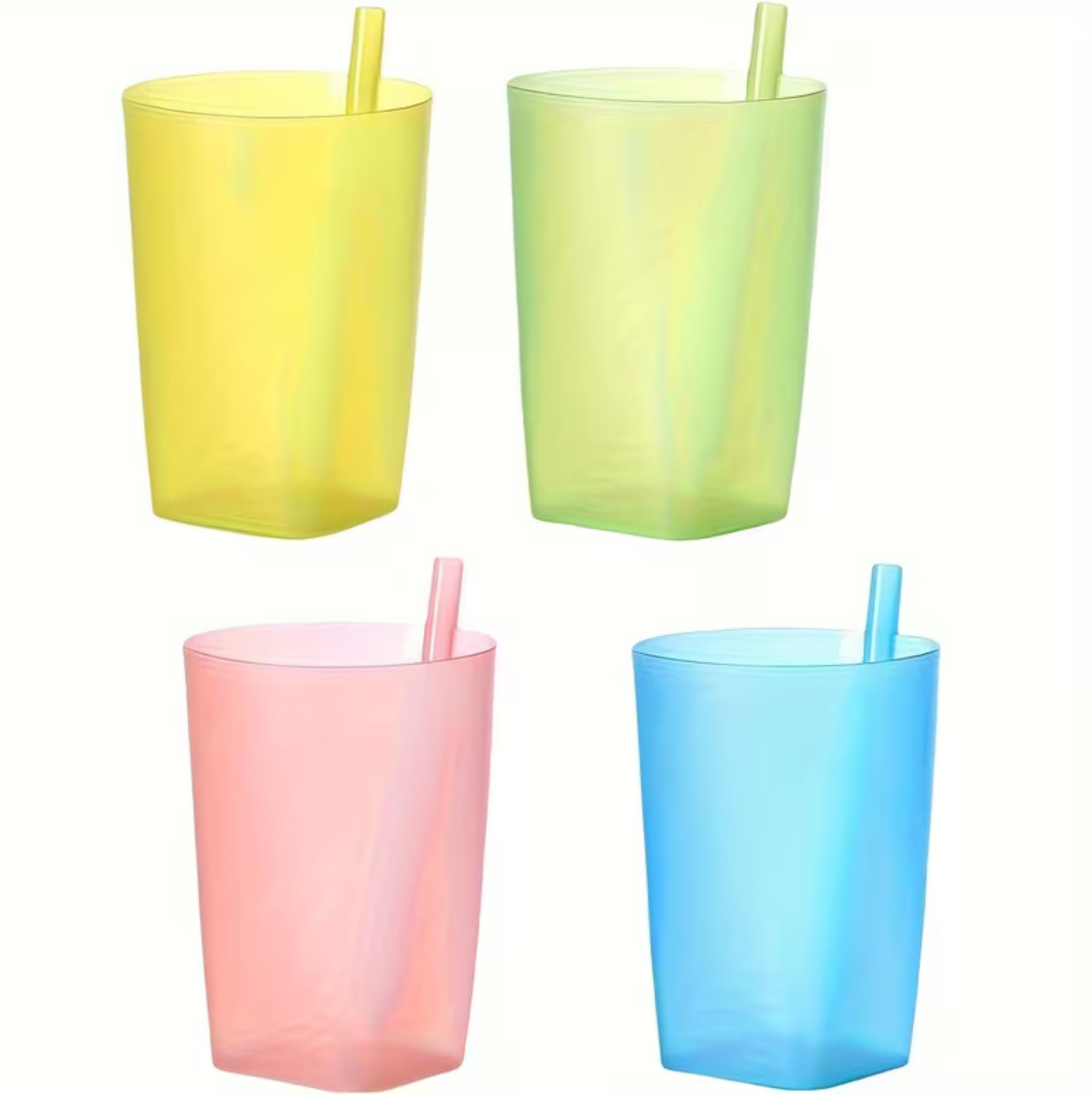 HOMEIS 1pcs Reusable Plastic Tumbler with Built-in Straw 360ml | Travel Water Cup for Kids & Students, Summer Party Juice Mug & Eco-Friendly Outdoor Drinking Cup (Random Pastel Colour Sent)