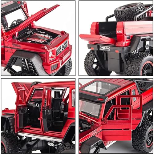 Image of 1:22 AMG 6x6 Diecast Metal Toy Car Model for Kids Pull Back Action Openable Doors with Light & Sound Features Durable Alloy Vehicle Collectible & Giftable (Red)