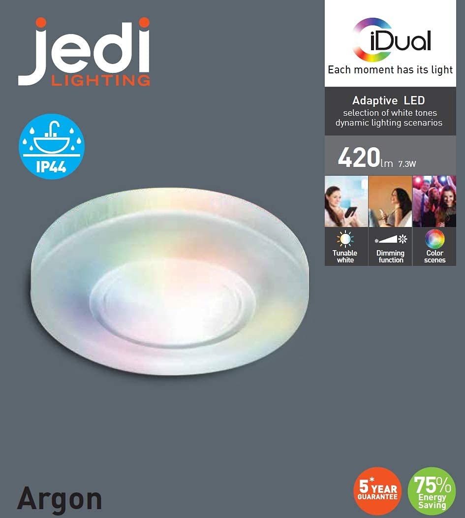 Jedi 563041554 Spot Encastrable Argon 1L, Métal, Intégré, 7.3 W, Transparent, 10 x 10 x 6,2 cm
