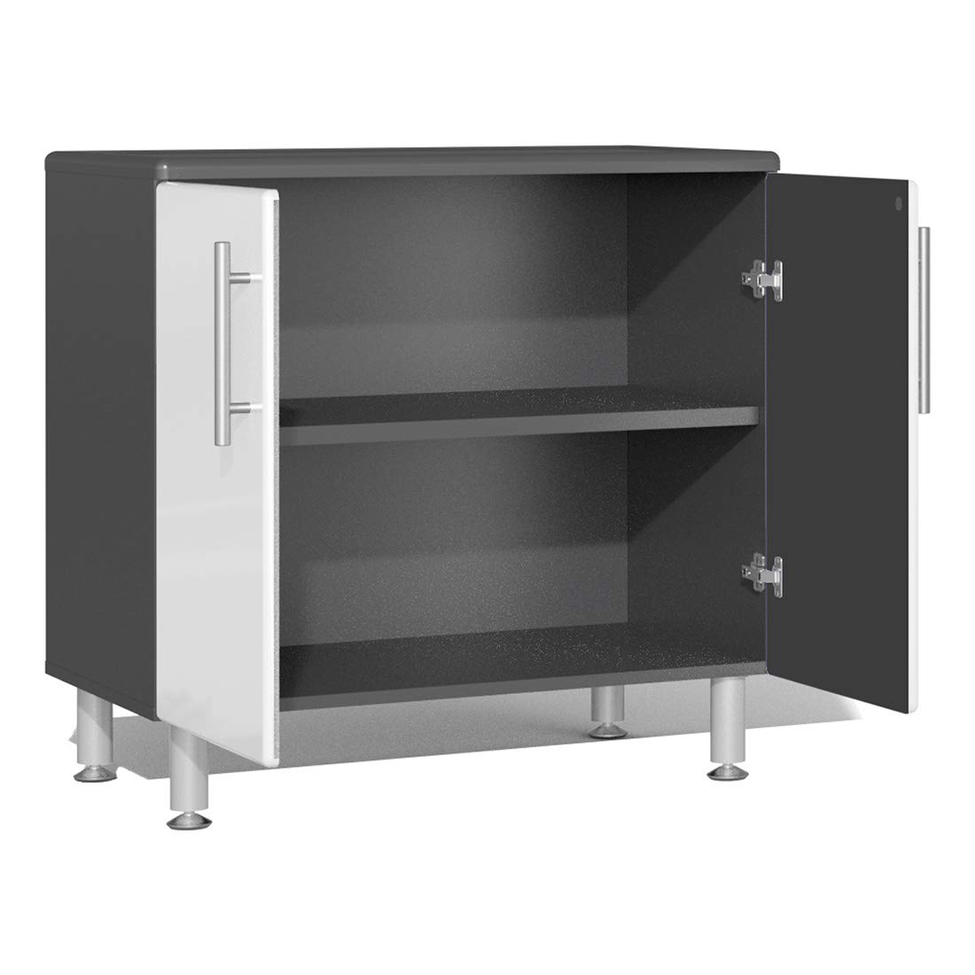 Ulti-Mate UG24032W 3-Piece Workstation Kit with Bamboo Worktop in Starfire White Metallic,grey