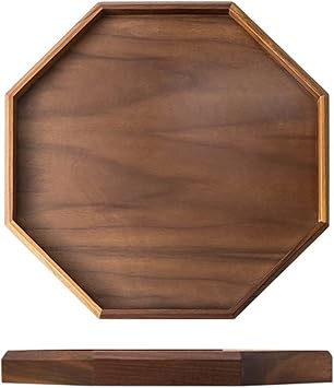 Tray Wooden Tray Octagon Rustic Coffee Table Tray Butler Serving Tray for Coffee Table Eating and Food Drink Serving 11inch Serving Tray