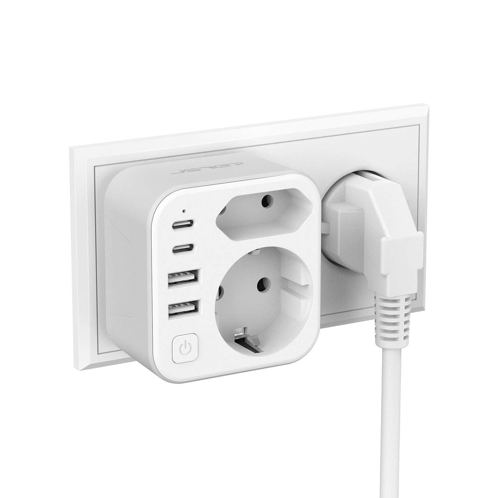 DOPPELSTECKER MEHRFACHSTECKER VERTIKAL Duo Stecker 2-fach Multistecker Weiß NEU EUR 5,41