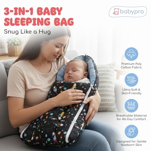 Image of BabyPro 3-in-1 Baby Sleeping Bag, Carry Nest & Mattress, Travel Baby Bed for Newborns (0 to 6 Months)
