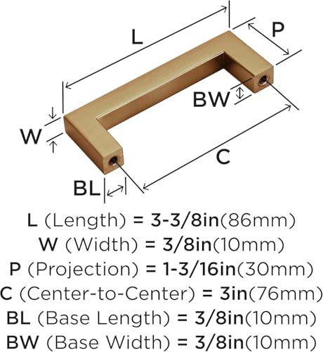 Image of Amerock | Cabinet Pull | Champagne Bronze | 3 inch (76 mm) Center to Center | Monument | 1 Pack | Drawer Pull | Drawer Handle | Cabinet Hardware