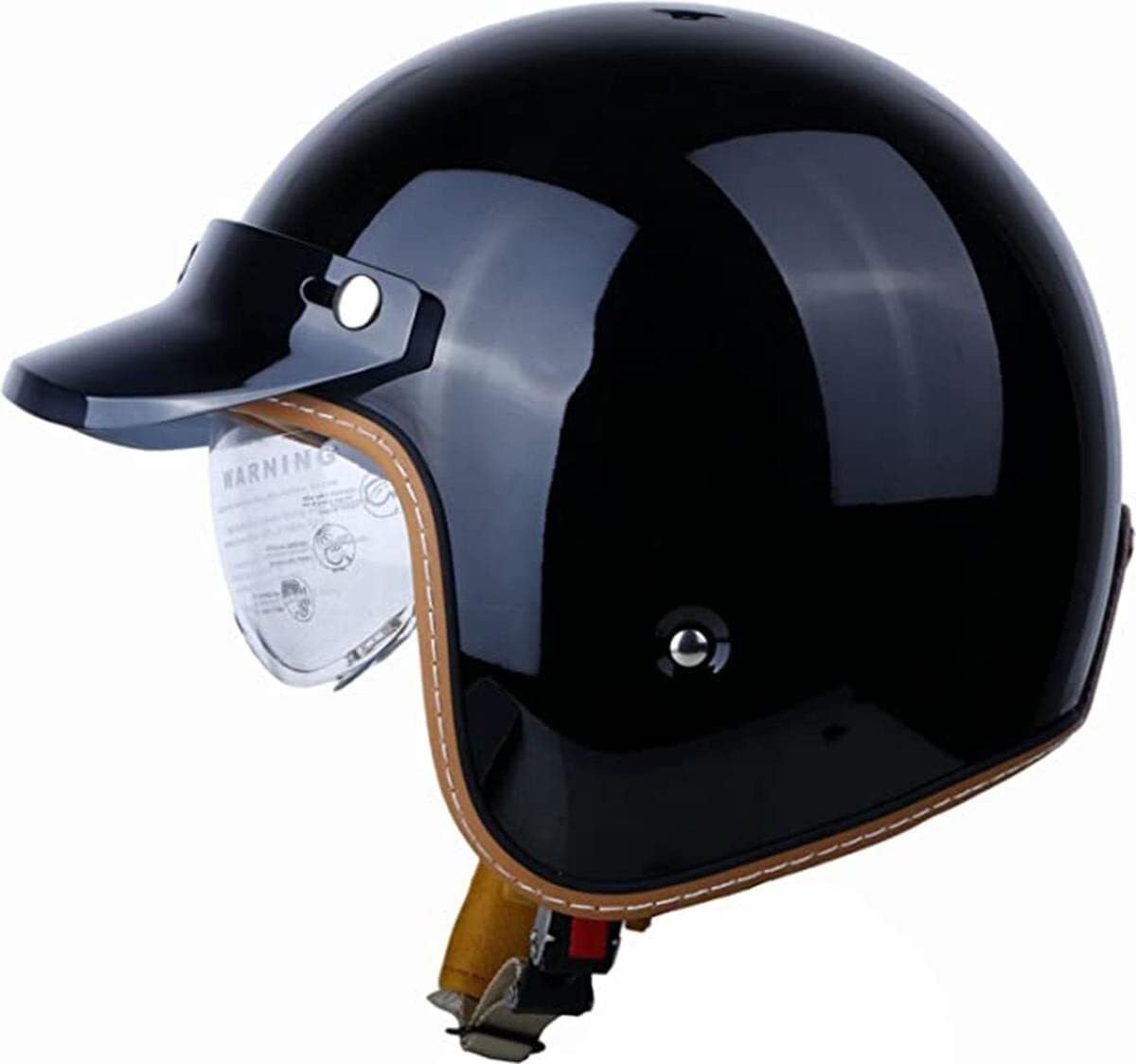 Casco de Motocicleta con Visera, Adecuado para ciclomotores, Scooters, cruceros Casco de Seguridad para Hombres Y Mujeres Adultos Half-Helme ECE Homologado(6,L=59-60CM)