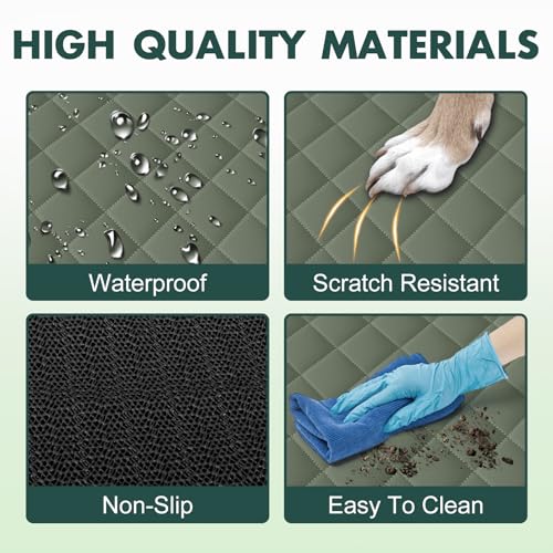 Image of Waterproof Dog Backseat Cover for Cars, Non-Slip Pet Seat Protector, Green | Backseat Cover Protects Seats From Dirt & Scratches. Universal Fit for Cars, Trucks & Suvs. Durable & Easy To Install.