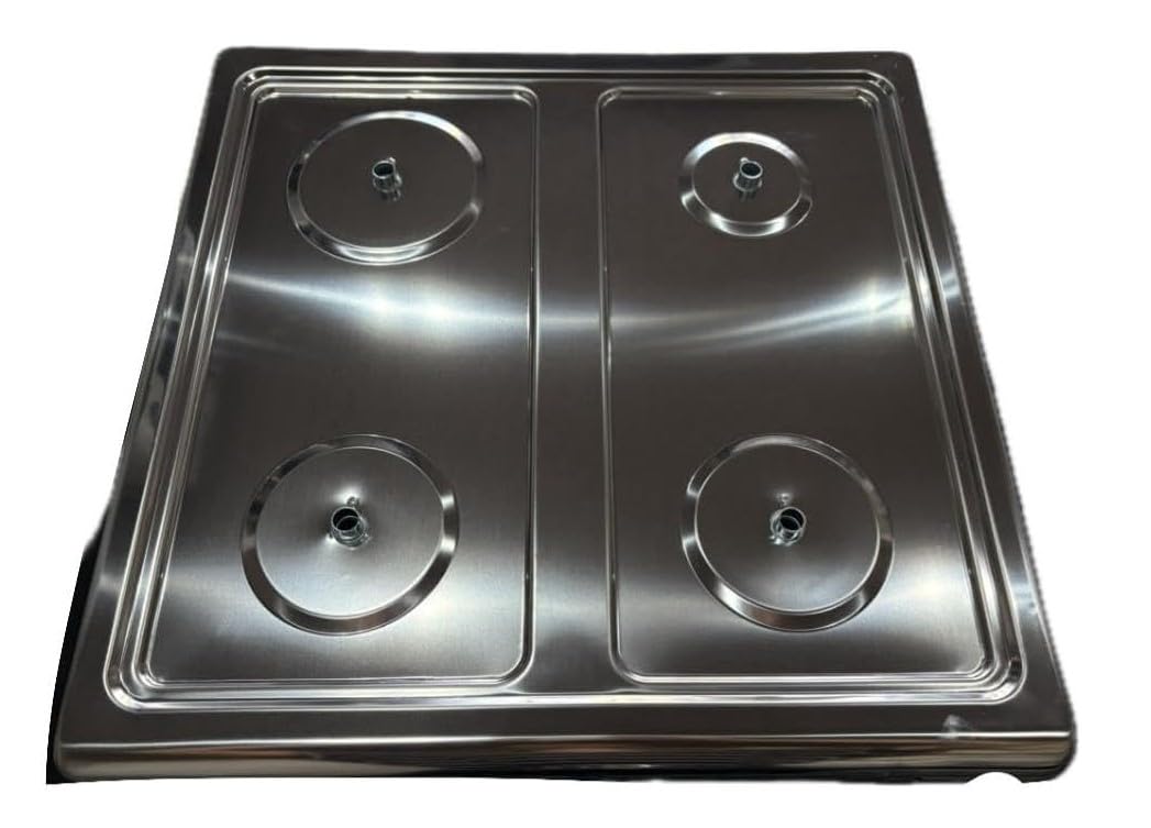 Fornello a Gas 4 Fuochi Cucinotto Con Supporto 2 Ripiani Piano in Acciaio Colore Grigio Cucina Da Campeggio Larghezza 49 x Profondità 49 x Altezza 82,3 cm Grey