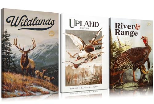 3pcs Wild Animal Canvas Wall Art Hunting Outdoorsy Wall Decor