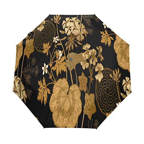 Parapluie Noir de Fleur d’Or Automatique : Élégance et Protection UV