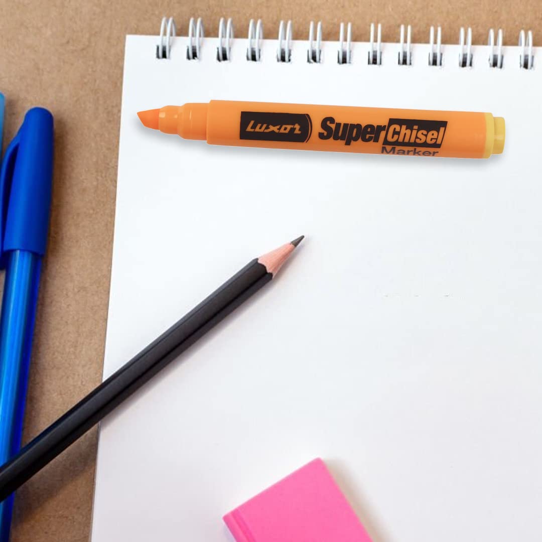 Buy Luxor Super Chisel Marker in Bright Yellow, Pack of 10, Ideal