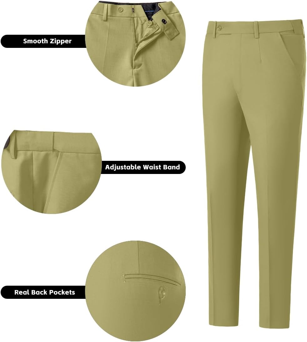 Mens 3 Piece Slim Fit Suit Set, Double Breasted Blazer Vest Pants Business Tuxedo Dress - Image 7