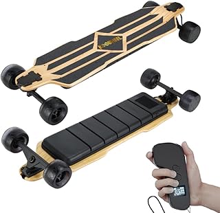 E-Skateboard für Erwachsene mit 65 km Reichweite & 45 km/h, OLED Fernbedienung, 25° Steigfähigkeit, 550W Doppelmotor, 4-Rad für Pendler und Lange Fahrten