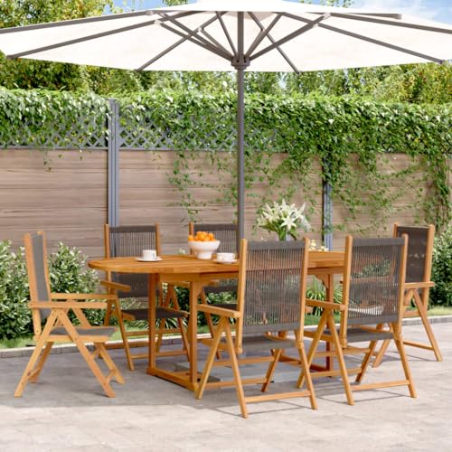 Vetnasa Set de Comedor jardín 7 pzas Polipropileno Madera Maciza Gris Mobiliario, Muebles de jardín, Conjuntos de jardín Gris 73,4 KG