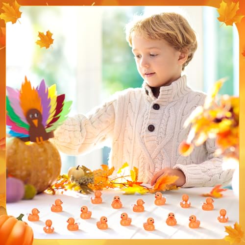 Image of 50 Pcs Thanksgiving Resin Ducks Dressed As Turkeys