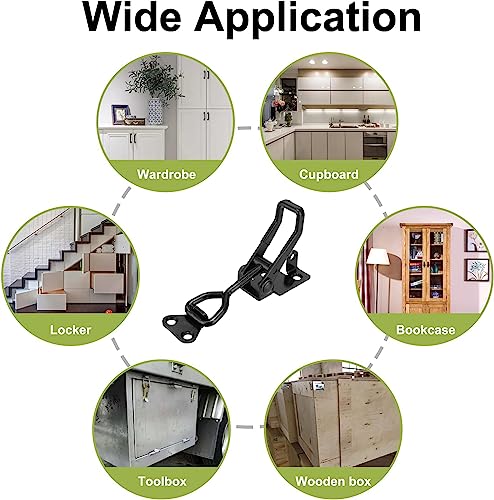 E-TING 4Pack Toggle Clamp Latch 397Lbs Holding Capacity 4002 Pull Latch Clamps Black Adjustable Quick Release Hasp Clamps for Smoker Cabinet Boxes Case Trunk Jig, Metal Toggle Latch Catch Set - Thumbnail 7