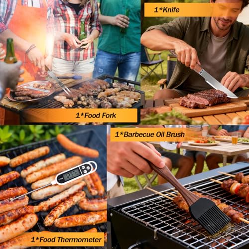 Ustensiles en Acier Inoxydable Kit Barbecue pour Cuisson Réussie