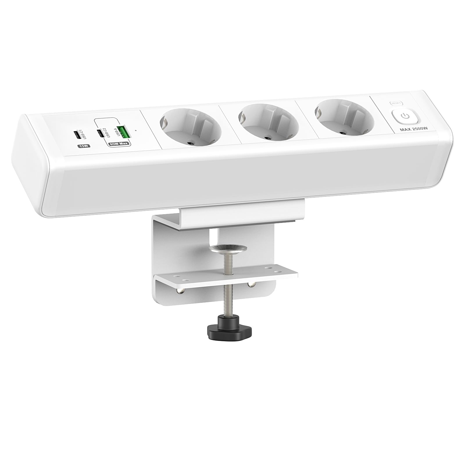 Tischsteckdose mit USB C 65W, Dinolink 3 Fach Steckdosenleiste mit 3 USB