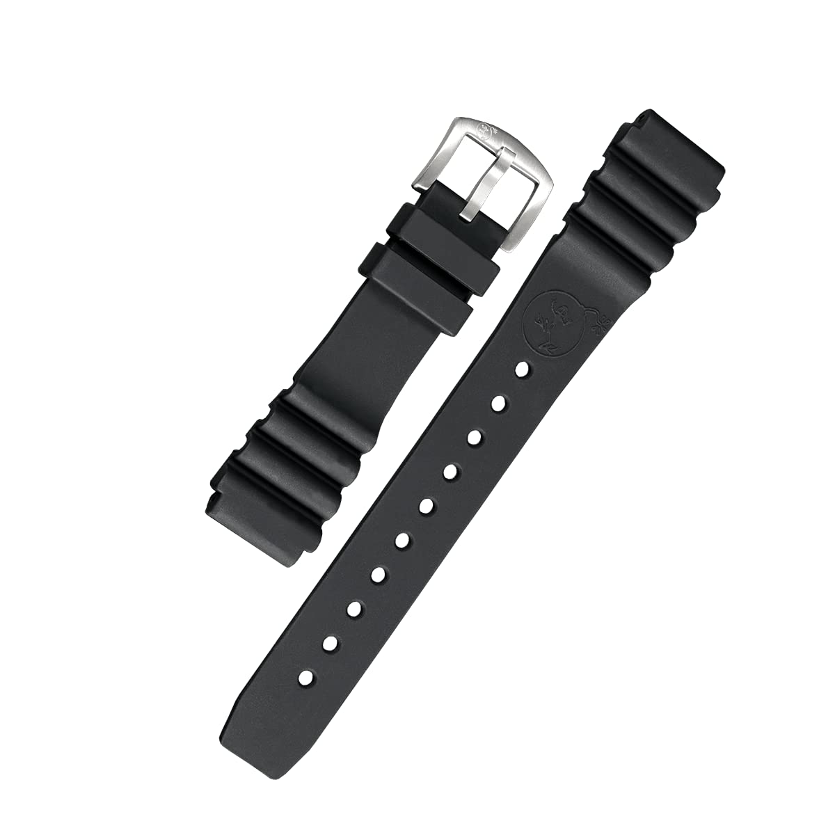 Cinturino Per Orologio Subacqueo BOMBFROG 20 Mm In Silicone Nero - Extra Lungo E Regolabile - 3