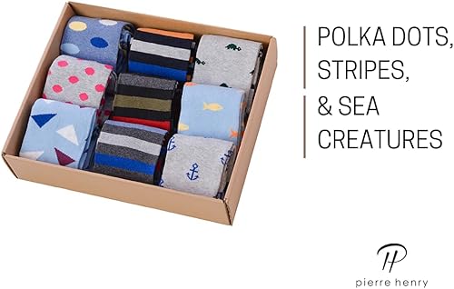 Miniatura 4 de Pierre Henry - Calcetines por encima de la pantorrilla para hombre (9 pares) Calcetines de algodón sobre la pantorrilla Calcetines largos que se