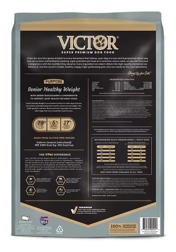 Image of VICTOR Purpose - Senior Healthy Weight Management Dry Dog Food, 15 lb | Super Premium Dog Food, Gluten Free with Glucosamine and Chondroitin, For Hip and Joint Health, Dry Kibble For Adult Dogs