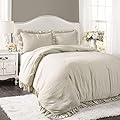 Lush Decor Reyna 3-Piece Ruffled Comforter Bedding Set with Pillow Shams, King, Wheat