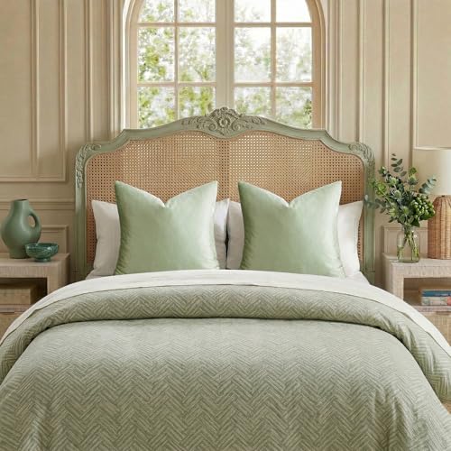 Image of GIGIZAZA Velvet Throw Pillow Covers 24x24 Sage Green Pillows Couch Cushion Decorative Covers Set of 2 Pillow Covers for Bedroom Living Room