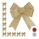 Im Set: Praktisches 12er Schleifenset zur Dekoration, zum Verschenken und Basteln - Goldschleifen