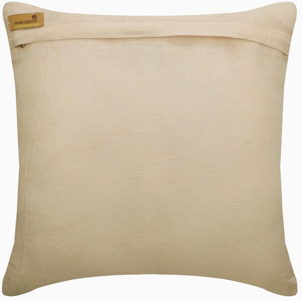 The HomeCentric Throw Pillow Cover, Decorative Beige 16"x16" (40x40 cm) Zippered Pillow Covers, Linen Floral & Beaded Pillow Covers, Abstract Pattern Modern Easter - Beige Magnet